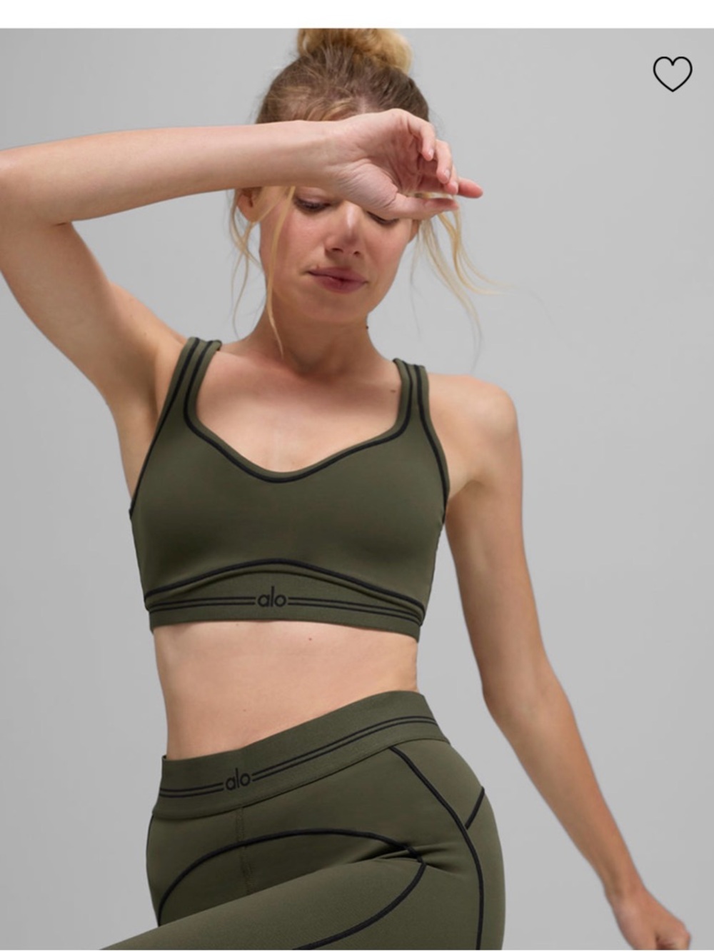 Alo Heart Throb Bra - Green/Olive Black
